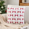 White and red bow bell plush tufted Tibetan-style throw pillow cushion custom sofa cushion details Picture